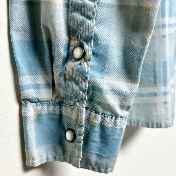 Warp And Weft Long Sleeve Pearl Snap Button Down‎ Blue Plaid Men’s Medium - Picture 9 of 11